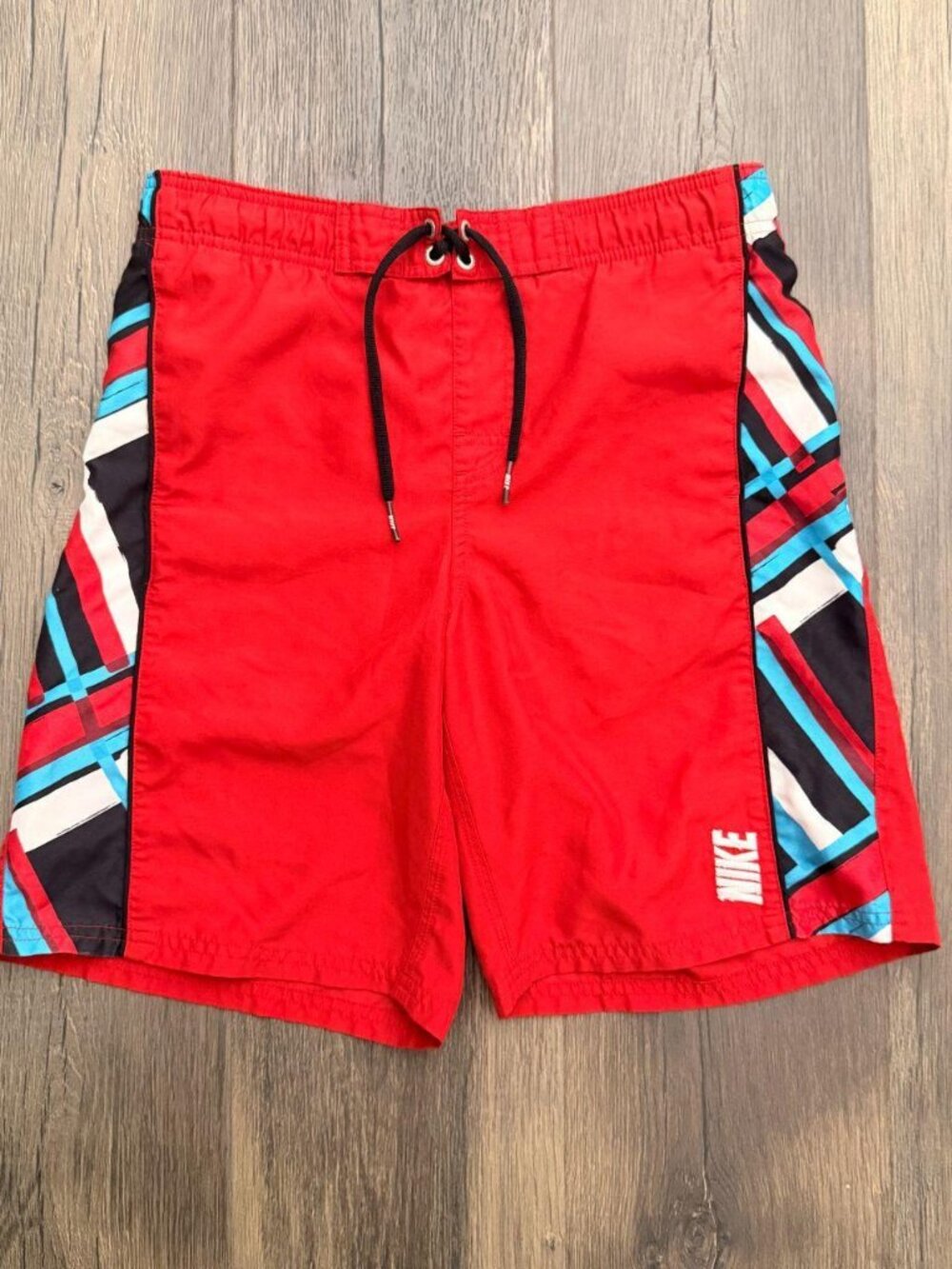 Nike Red Colorblock Swim Trunks